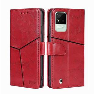 For OPPO Realme Narzo 50i Geometric Stitching Horizontal Flip Leather Phone Case(Red)