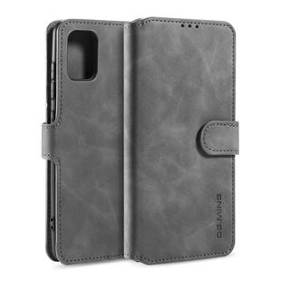 For Galaxy A51 DG.MING Retro Oil Side Horizontal Flip Case with Holder & Card Slots & Wallet(Grey)