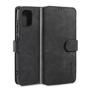 For Galaxy A71 DG.MING Retro Oil Side Horizontal Flip Case with Holder & Card Slots & Wallet(Black)