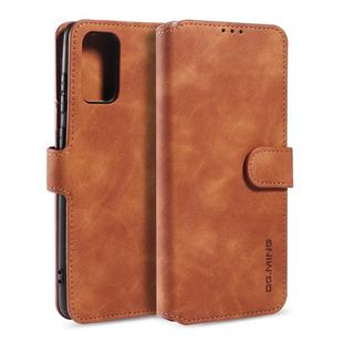 For Galaxy S20+ DG.MING Retro Oil Side Horizontal Flip Case with Holder & Card Slots & Wallet(Brown)