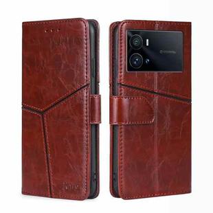 For vivo iQOO 9 Pro 5G Geometric Stitching Horizontal Flip Leather Phone Case(Dark Brown)