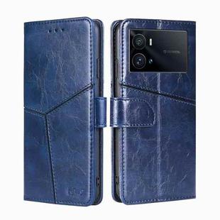 For vivo iQOO 9 Pro 5G Geometric Stitching Horizontal Flip Leather Phone Case(Blue)