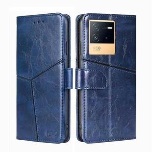 For vivo iQOO Neo6 5G Geometric Stitching Horizontal Flip Leather Phone Case(Blue)