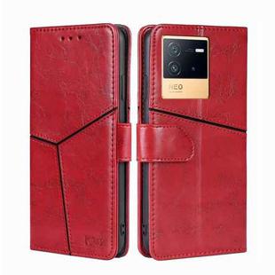 For vivo iQOO Neo6 5G Geometric Stitching Horizontal Flip Leather Phone Case(Red)