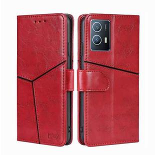 For vivo iQOO U5 5G Geometric Stitching Horizontal Flip Leather Phone Case(Red)