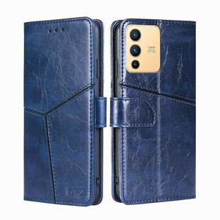 For vivo S12 5G/V23 Geometric Stitching Horizontal Flip Leather Phone Case(Blue)