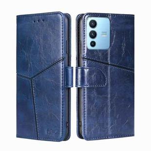 For vivo S12 Pro 5G/V23 Pro Geometric Stitching Horizontal Flip Leather Phone Case(Blue)