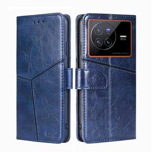 For vivo X80 Geometric Stitching Horizontal Flip Leather Phone Case(Blue)