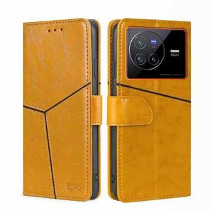 For vivo X80 Geometric Stitching Horizontal Flip Leather Phone Case(Yellow)