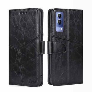 For vivo Y53S 5G/iQOO Z5X/T1X Geometric Stitching Horizontal Flip Leather Phone Case(Black)