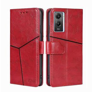 For vivo Y55S 5G Geometric Stitching Horizontal Flip Leather Phone Case(Red)