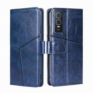 For vivo Y76S/Y74S Geometric Stitching Horizontal Flip Leather Phone Case(Blue)