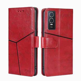 For vivo Y76S/Y74S Geometric Stitching Horizontal Flip Leather Phone Case(Red)