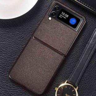 For Samsung Galaxy Z Flip4 5G Sea Sand Cloth Texture Shockproof PC+TPU Phone Case(Brown)