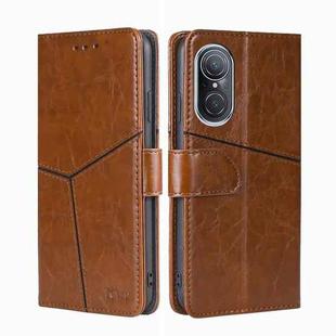 For Huawei Nova 9 SE 4G Geometric Stitching Horizontal Flip Leather Phone Case(Light Brown)