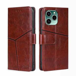 For Honor 60 SE Geometric Stitching Horizontal Flip Leather Phone Case(Dark Brown)