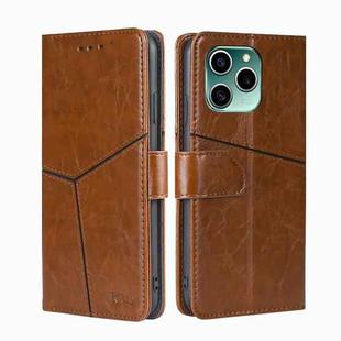 For Honor 60 SE Geometric Stitching Horizontal Flip Leather Phone Case(Light Brown)