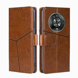 For Honor Magic4 Geometric Stitching Horizontal Flip Leather Phone Case(Light Brown)