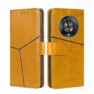 For Honor Magic4 Geometric Stitching Horizontal Flip Leather Phone Case(Yellow)