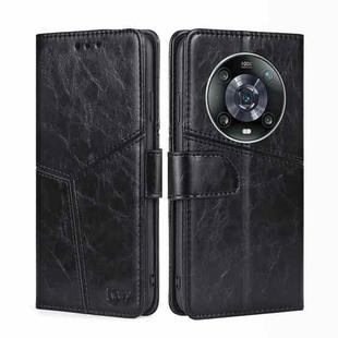 For Honor Magic4 Geometric Stitching Horizontal Flip Leather Phone Case(Black)
