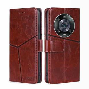 For Honor Magic4 Pro Geometric Stitching Horizontal Flip Leather Phone Case(Dark Brown)