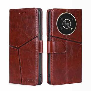 For Honor X30 Geometric Stitching Horizontal Flip Leather Phone Case(Dark Brown)