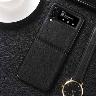 For Samsung Galaxy Z Flip4 5G Genuine Leather Shockproof Phone Case(Black)