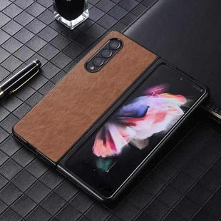 For Samsung Galaxy Z Fold4 5G PU Leather Shockproof Phone Case(Brown)
