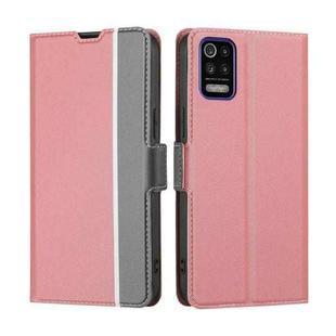 For LG K52 Twill Texture Side Button Leather Phone Case(Pink)