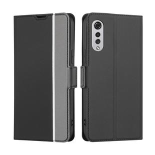 For LG Velvet Twill Texture Side Button Leather Phone Case(Black)
