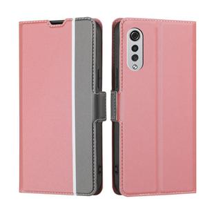 For LG Velvet Twill Texture Side Button Leather Phone Case(Pink)