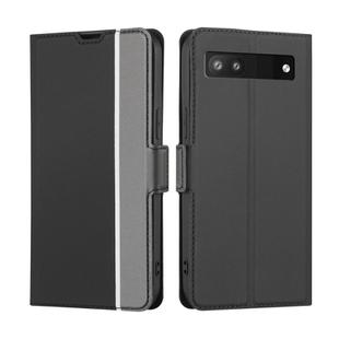 For Google Pixel 6a Twill Texture Side Button Leather Phone Case(Black)
