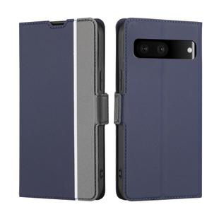 For Google Pixel 7 5G Twill Texture Side Button Leather Phone Case(Blue)