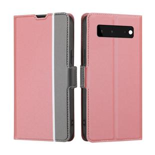 For Google Pixel 6 Twill Texture Side Button Leather Phone Case(Pink)