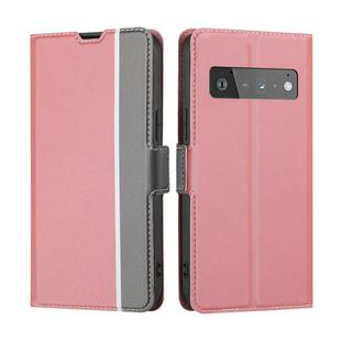 For Google Pixel 6 Pro Twill Texture Side Button Leather Phone Case(Pink)