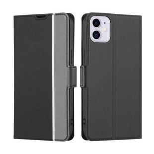 For iPhone 11 Twill Texture Side Button Leather Phone Case (Black)