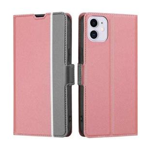 For iPhone 11 Twill Texture Side Button Leather Phone Case (Pink)