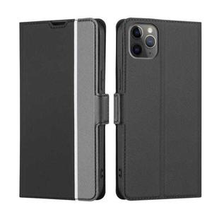 For iPhone 11 Pro Twill Texture Side Button Leather Phone Case (Black)