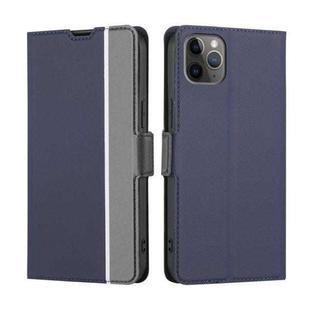 For iPhone 11 Pro Twill Texture Side Button Leather Phone Case (Blue)