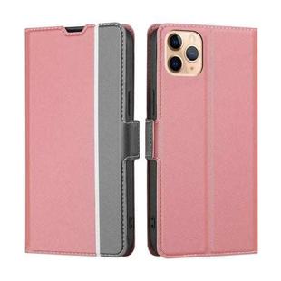 For iPhone 11 Pro Max Twill Texture Side Button Leather Phone Case (Pink)