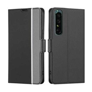 For Sony Xperia 1 IV Twill Texture Side Button Leather Phone Case(Black)