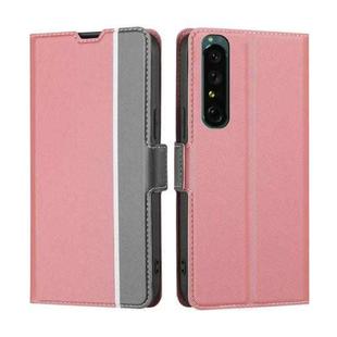 For Sony Xperia 1 IV Twill Texture Side Button Leather Phone Case(Pink)
