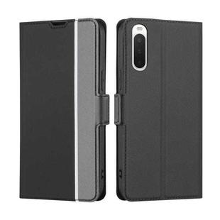 For Sony Xperia 10 IV Twill Texture Side Button Leather Phone Case(Black)