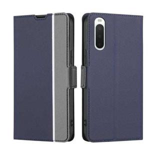 For Sony Xperia 10 IV Twill Texture Side Button Leather Phone Case(Blue)