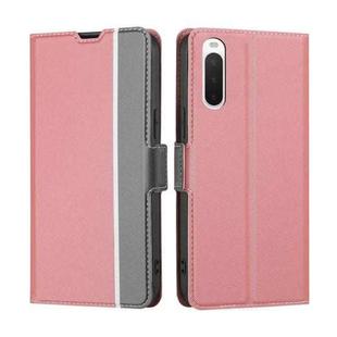For Sony Xperia 10 IV Twill Texture Side Button Leather Phone Case(Pink)
