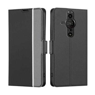 For Sony Xperia Pro-I Twill Texture Side Button Leather Phone Case(Black)