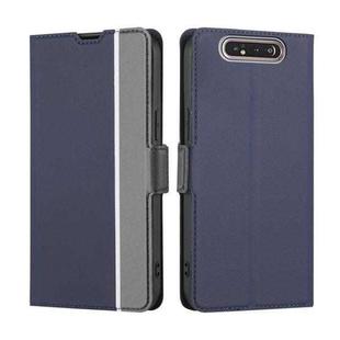 For Samsung Galaxy A80 Twill Texture Side Button Leather Phone Case(Blue)