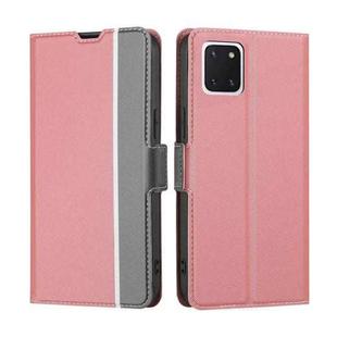 For Samsung Galaxy A81 Twill Texture Side Button Leather Phone Case(Pink)