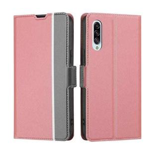 For Samsung Galaxy A90 5G Twill Texture Side Button Leather Phone Case(Pink)