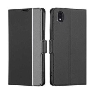 For Samsung Galaxy M01 Core Twill Texture Side Button Leather Phone Case(Black)